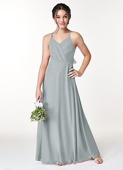 Azazie Paisley A-Line Ruched Chiffon Floor-Length Junior Bridesmaid Dress image3