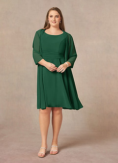 Azazie Shirley vestidos de madre de la novia Vestido de Verde Oscuro de Gasa de Corte En A con Plisado Scoop image8