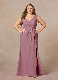 Azazie Sally Mother of the Bride Dresses Vintage Mauve A-Line V-Neck Pleated Chiffon Dress image8