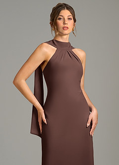 Azazie Cassiana Brautjungfernkleider Meerjungfrau-Linie Plissee Chiffon Kleid Ganache image7