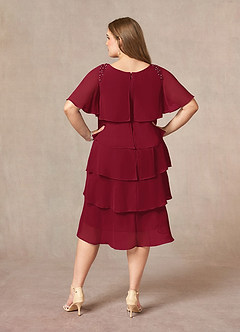 Azazie Rita Mother of the Bride Dresses Burgundy A-Line Scoop Beaded Chiffon Dress image7