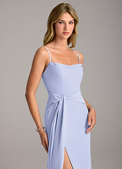 Azazie Tahlia Bridesmaid Dresses Lavender A-Line with Belt Chiffon Dress image2