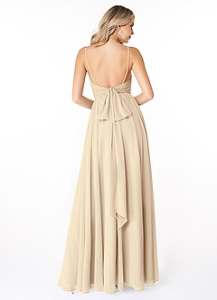 Azazie Gracie Brautjungfernkleider A-Linie Plissee Chiffon Kleid Champagner image2