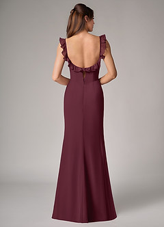 Azazie Callie Bridesmaid Dresses Cabernet Mermaid Side Slit Chiffon Convertible Dress image2