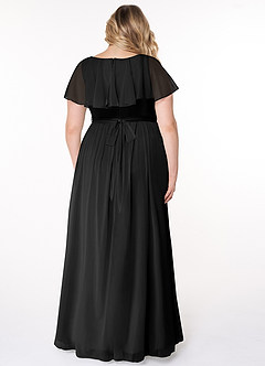 Azazie Jael Bridesmaid Dresses Black A-Line V-Neck Mesh Dress image8