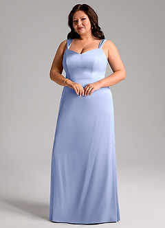 Azazie Denice Robes de demoiselle d'honneur Robe Fourreau en Satin extensible Plissée Eis image6