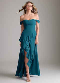 Azazie Sloane Bridesmaid Dresses Ink Blue A-Line Sweetheart Neckline Chiffon Dress image5