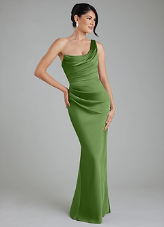 Azazie Sabrina Bridesmaid Dresses Basil Mermaid Corset Stretch Satin Dress image1
