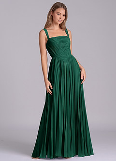 Azazie Mina Bridesmaid Dresses Emerald A-Line Pleated Chiffon Dress image5