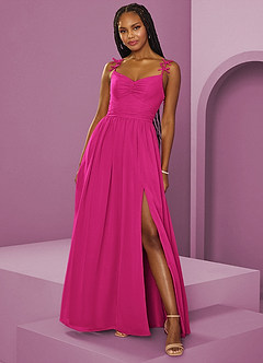 Barbie ♥ Azazie At-home Try On Dresses Black A-Line Pleated Chiffon Dress image4