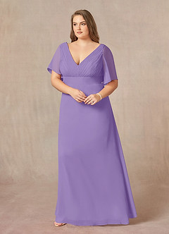 Azazie Alessa Abiti per la Madre della Sposa Abito A-Line in Chiffon con Scollo a V a Pieghe Tahiti image9