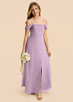 Azazie Lilly Junior Wisteria A-Line Pleated Chiffon Dress image7
