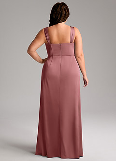 Azazie Denice Bridesmaid Dresses Amethyst Sheath Pleated Stretch Satin Dress image11