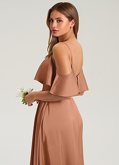 Azazie Jean Brautjungfernkleider A-Linie Schulterfrei Stretch-Satin Kleid Bronzer image7