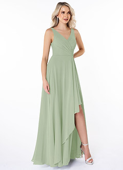 Azazie Calvi Bridesmaid Dresses Dusty Sage A-Line Ruched Chiffon Dress image3