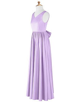 Azazie Hathaway Junior Lilac A-Line Bow Stretch Satin Dress image8