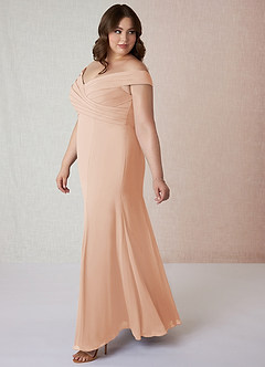 Azazie Lecia Bridesmaid Dresses English Rose Empire Off-The-Shoulder Pleated Chiffon Convertible Dress image20