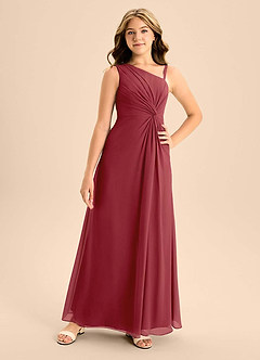 Azazie Brooke Junior Vestido de Granada de Gasa de Corte en A con Corte Lateral image4