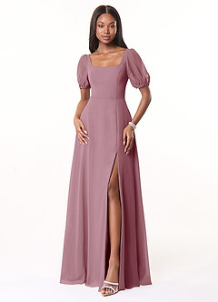 Azazie Alani Bridesmaid Dresses Vintage Mauve A-Line Square Neckline Chiffon Dress image1