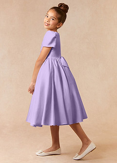 Azazie Anirra Flower Girl Dresses Lilac Ball-Gown Pleated Matte Satin Dress image3