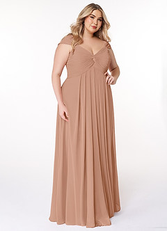 Azazie Kaitlynn Bridesmaid Dresses Champagne Rose Empire Ruched Chiffon Convertible Dress image12