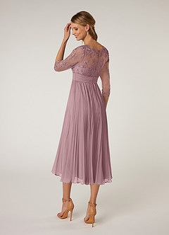 Azazie Tutu Kleider für die Brautmutter A-Linie Bootshals Spitze Chiffon Kleid Altrosa image4