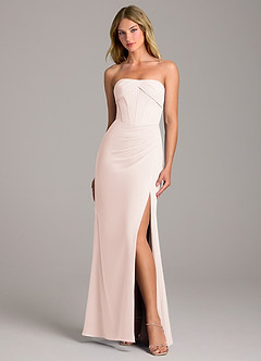 Azazie Chantel Bridesmaid Dresses Rose Petal Sheath Strapless Chiffon Convertible Dress image1