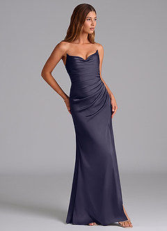 Azazie Claudelle Suknie dla druhen Syrena Bez ramiączek Satyna elastyczna Do ziemi Sukienka image4