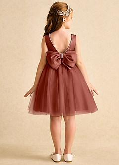 Azazie Jani Flower Girl Dresses Auburn A-Line Bow Tulle Dress image1