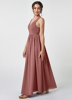 Azazie Keyla Junior Desert Rose A-Line Pleated Chiffon Dress image3