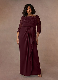 Azazie Bernadine Mother of the Bride Dresses Cabernet Sheath Lace Dress image6