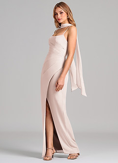 Azazie Calandra Suknie dla druhen Osłona Pofałdowany Szyfon Do ziemi Sukienka image4