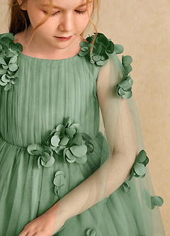 Azazie Staria Flower Girl Dresses Matcha Ball-Gown Ruched Tulle Dress image10