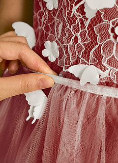Azazie Darlina Blumenmädchenkleider Ballkleid Spitze Tüll Kleid Elfenbein Terrakotta image12