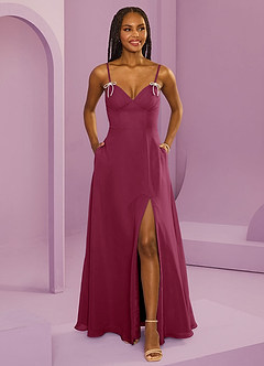 Barbie ♥ Azazie Bridesmaid Dresses Mulberry A-Line with Pockets Chiffon Dress image6