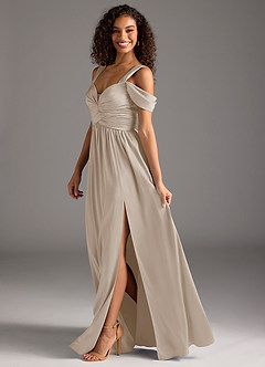 Azazie Lianne Bridesmaid Dresses Frost A-Line Off the Shoulder Stretch Satin Dress image7