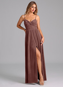 Azazie Zeya Bridesmaid Dresses Espresso A-Line Pleated Velvet Dress image5
