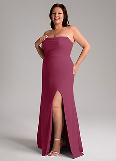 Azazie Leonis Bridesmaid Dresses Mulberry Sheath Strapless Chiffon Convertible Dress image13