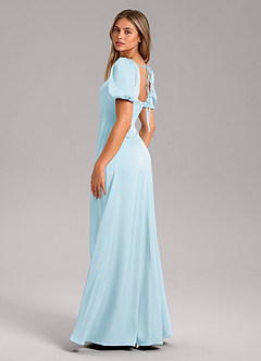 Azazie Fyona Bridesmaid Dresses Sky Blue A-Line Pleated Stretch Satin Dress image5