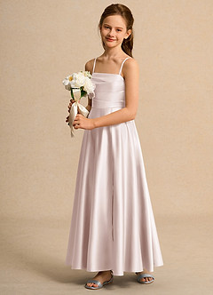 Azazie Pebbles Junior Formal Flower Girl Klänningar Klä A-Line i Matt satäng Plisserad image6