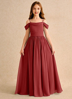 Azazie Shia Girls Formal Sukienki dla dziewczynek sypiących kwiaty Linia A Zza ramienia Szyfon Długość podłogi Sukienka image5