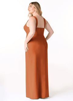 Azazie Denice Vestidos de damas de honor Vestido de Canela de Gasa de Corte Recto con Plisado image12