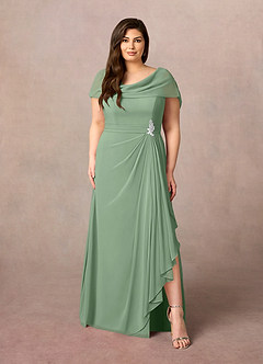 Azazie Mary Vestidos para mãe da noiva Vestir Matchá de Chiffon de Linha A com Fenda Lateral image6