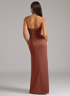 Azazie Marla Jurken voor bruidsmeisjes Converteerbaar Jurk van Stretch Satijn met Kolom Strapless Kastanjebruin image6