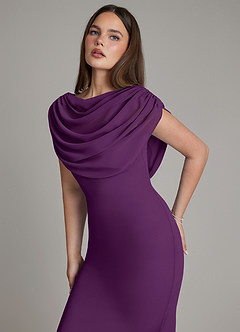Azazie Hadley Bridesmaid Dresses Grape Mermaid Pleated Chiffon Dress image6