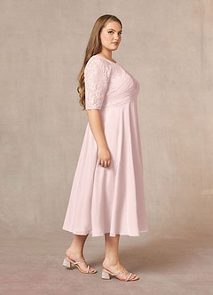 Azazie Dorothea Final Sale Blushing Pink A-Line Scoop lace Chiffon Dress image8