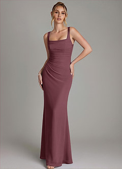 Azazie Agustina Brautjungfernkleider Meerjungfrau-Linie Korsett Chiffon Kleid Sangria image4