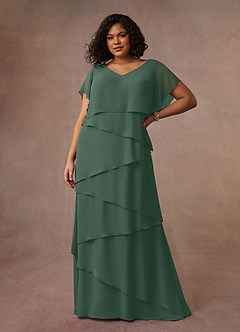 Azazie OHara Mother of the Bride Dresses Sea Moss A-Line V-Neck Chiffon Dress image12