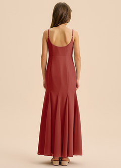 Azazie Evey Junior Abito Sirena in Chiffon Plissettato Terracotta image2