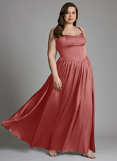 Azazie Francis Brautjungfernkleider A-Linie Korsett Stretch-Satin Kleid Antike Rose image13